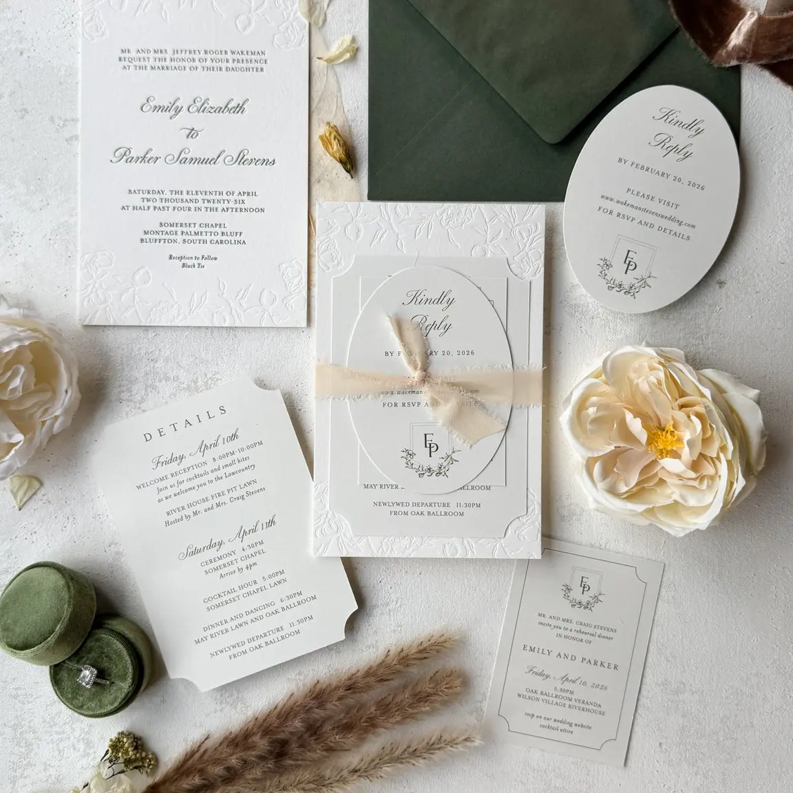 Oversized Letterpress Wedding Invitations Style 4120