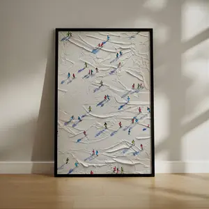Abstract Ski Slope Poster, Colorful Winter Sports Wall Art, Modern Alpine Scene Print for Stylish Interiors