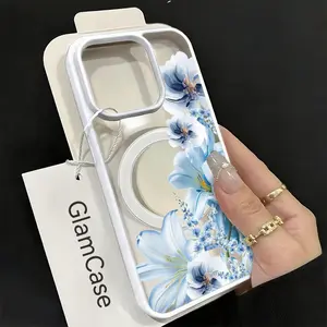 Floral Pattern Phone Case， Elegant Blue Flower Style for iPhone 17 16 15 14 13 12 11 Plus Pro Max. A7