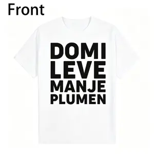 Men's and Women's Unisex Domi Leve Manje Plumen Graphic T-shirt Casual White Cotton Short Sleeve Crew Neck Streetwear Tee