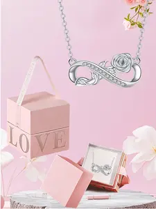Infinity Symbol Necklace, Fashion Simple Rose Pendant, Elegant Gift Box, Perfect Jewelry Gift for Mom Wife Girlfriend