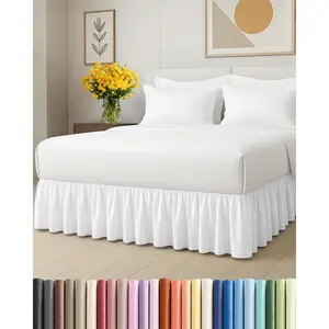 Queen Size Ruffle 15 inch Drop Dust Ruffle Bed Skirt with Platform Ultra-Soft Easy Fit Wrinkle Fade & Shrink Resistant White for Women Men Kids and Teens