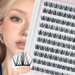 100pcs 5D Self-Adhesive False Eyelashes, Eyelash Extensions, Cosmetic, Makeup, Beginner-Friendly D Curl Cluster Lashes, No Glue Needed, 10-14mm Natural Look, Easy to Apply