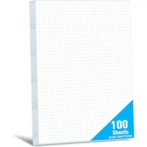 100 Sheets Graph Paper Double-sided Grid Paper 4x4 Graph Ruled Paper (4 Squares per inch) Easy to Tear Blueprint Grid Pad For Students Officers Engineering Drawing Drafting