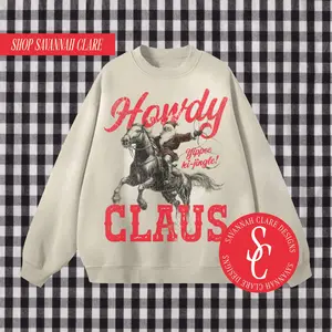 "HOWDY CLAUS" Faded Fleece Crewneck Sweatshirt