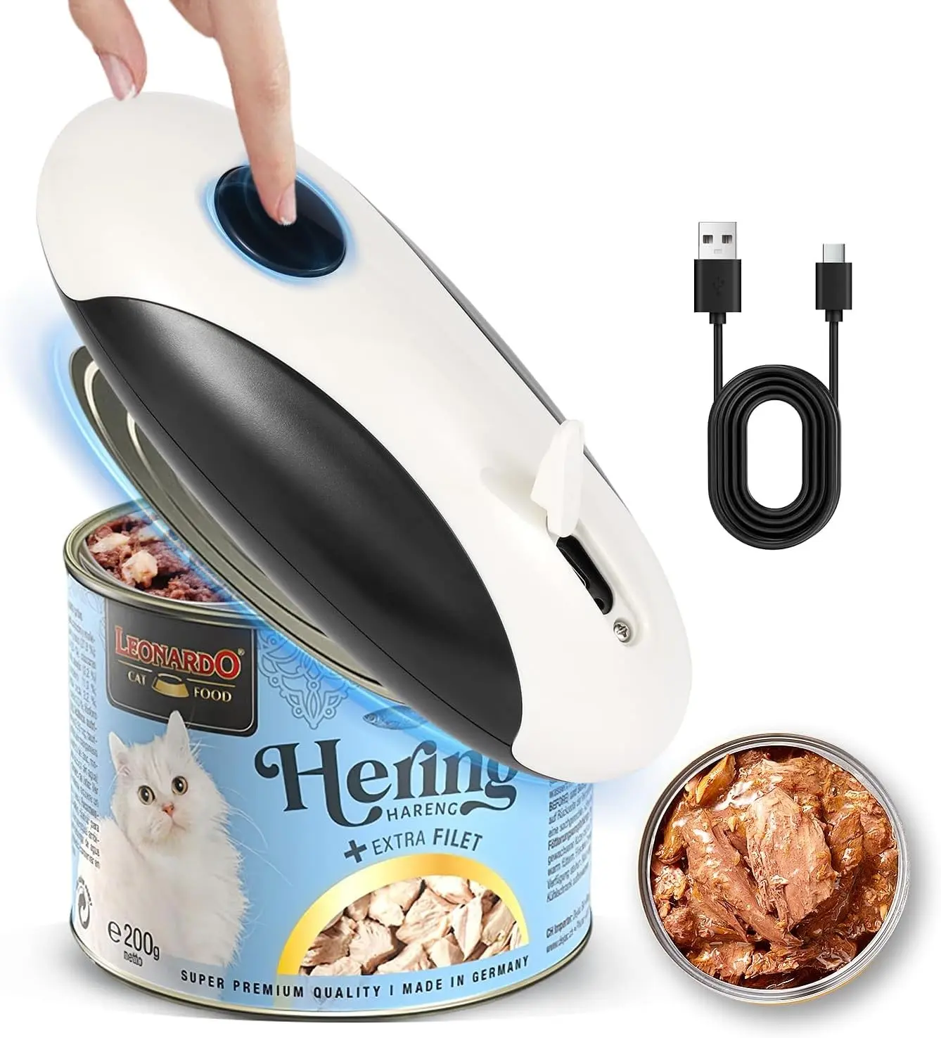 Rechargeable Electric Automatic Can Opener, Hands Free for Seniors, Food Safe with Smooth Edge, Easy to Use, Works with All Standard Cans