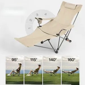 Outdoor Folding Lounge Chair Adjustable to 4 Angles for Sit or Lie Comfortable Easy Storage for Home Yards and Outdoor Camping