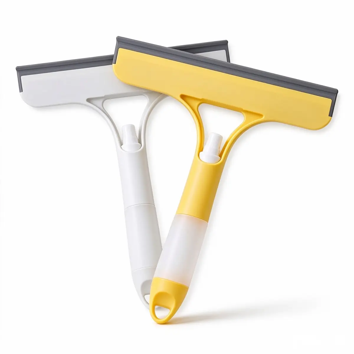 3-in-1 Window Glass Cleaning Scraper Squeegee with Spray - Indoor/Outdoor Multifunctional Home Care Tool for Mirror, Shower Door, Car Windshield, Viral Cleaning Hack, Satisfying ASMR Clean, Before-After Transformation (White & Yellow Options)