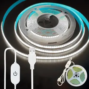 USB Powered COB LED Light Strip, 5V High Brightness Touch Switch COB LED Strip Light, Adjustable Lighting LED Tape Light for Bedroom, Cabinet, Backlight, Dimmable Led Light