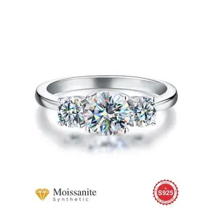 S925 Sterling Silver Synthetic Moissanite Ring, Fashion Promise Ring for Women, Trendy All-match & Exquisite Engagement Ring for Birthday Gift