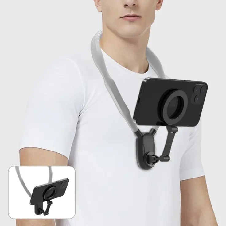 Magnetic Neck Mount for Phones - Hands-Free POV/Vlog Holder, Chest Strap for iPhone 16 15 14 13, Android, Action Cameras, and Smartphone Accessories