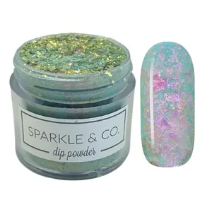 Sparkle & Co. Dip Powders – Secret Menu: Crystal's Paradise Island (Glow) mini Dipping Powder - 1 Jar Lasts 5-7 Manis