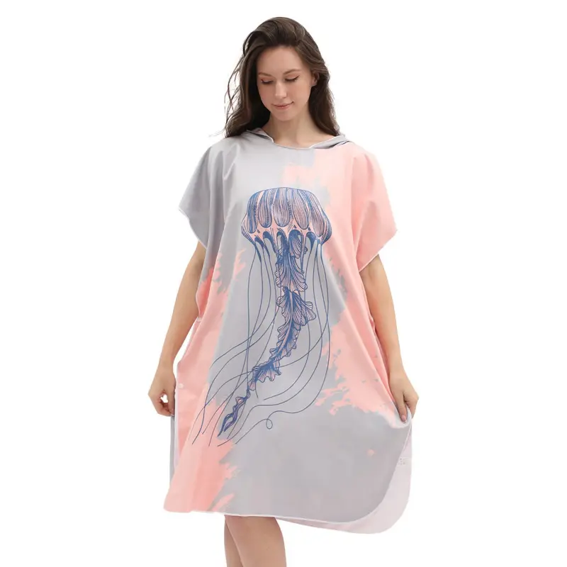 1pc Quick-Dry Absorbent Bathrobe, Lightweight Soft Portable Beach Towel for Adults, Swimming Cape, Diving Robe