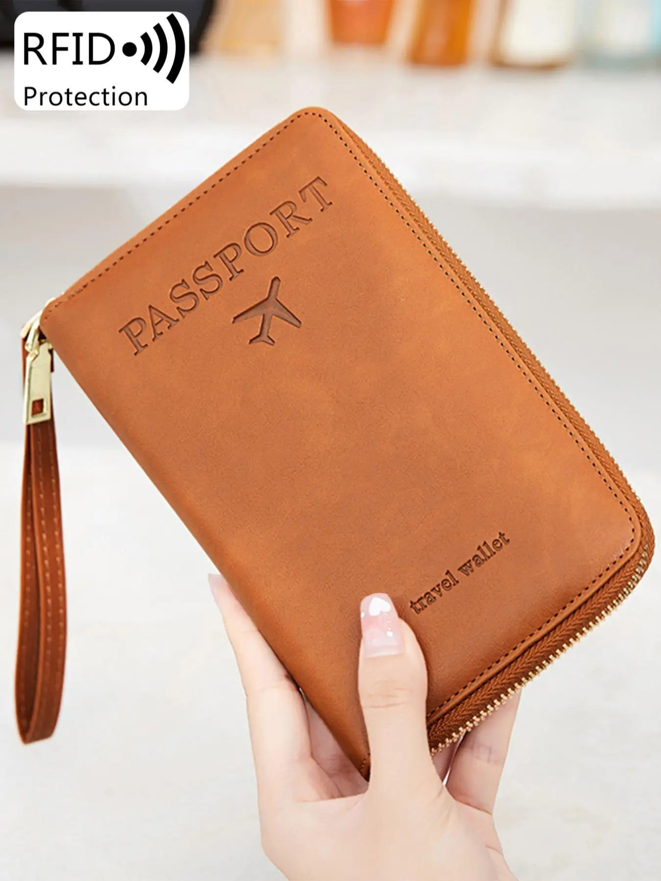 Summer Simple Plain Passport Cases, Gifts for Girlfriend, Multi-functional Zipper Travel Card Holder, RFID Blocking Card Holder, Travel or Business Tr