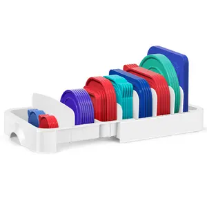 Kitchen Cabinet Organizer for Food Container Lids, Extra Large 14-22 Inch Expandable Lid Holder, 10 Adjustable Dividers for Pantry Storage