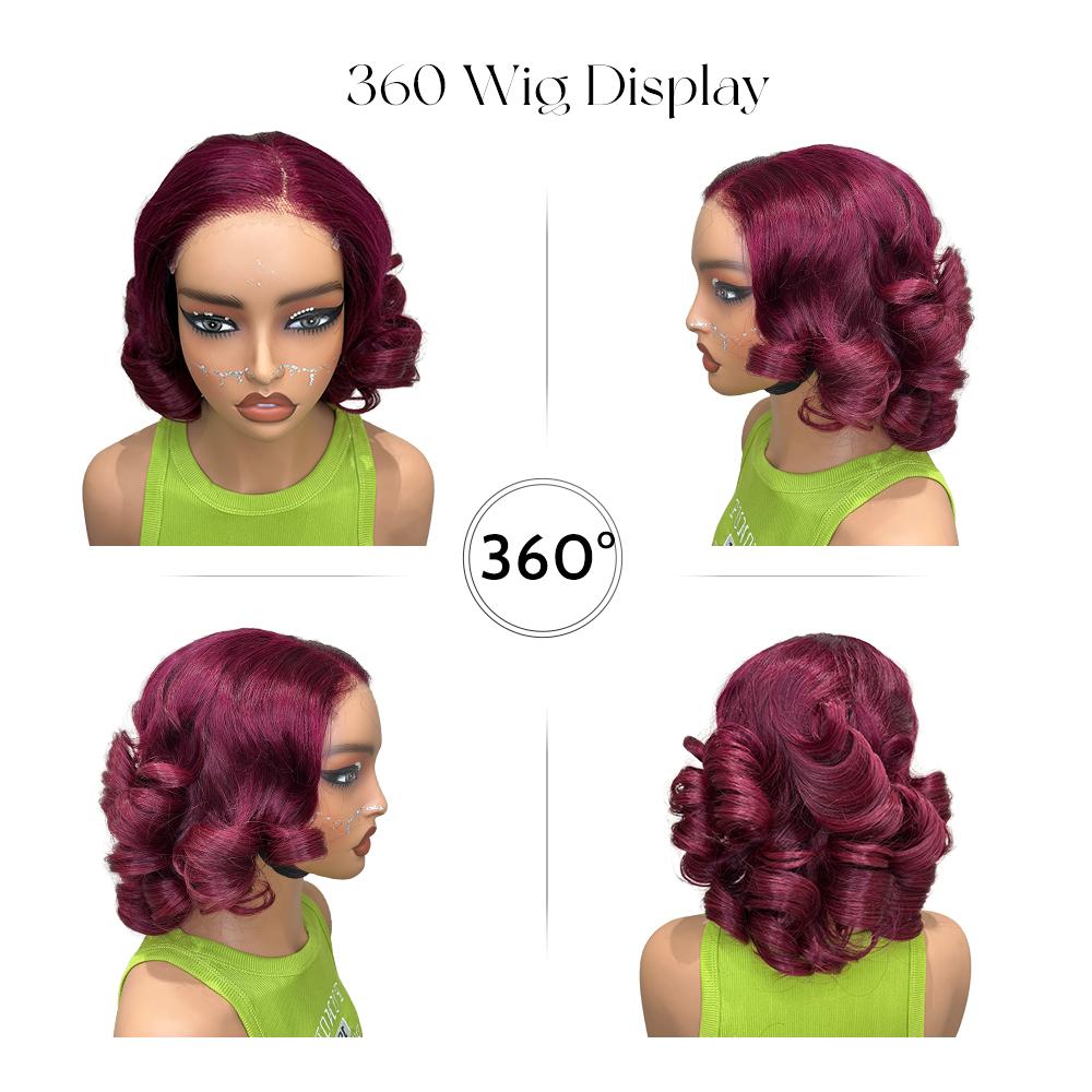 14 Inch Ombre Brown P4/350 Loose Bouncy Wave 200% Density Pre Cut Pre Plucked 5x5 Glueless Lace Wig Human hair Wigs 100% Vietnamese Hair Wear and Go Glueless Curly Wig