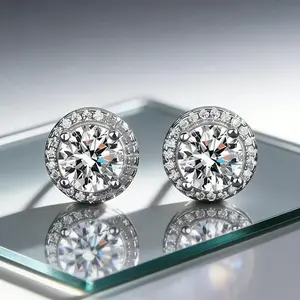 [S925 Sterling Silver] High-Quality Moissanite Stud Earrings — New Arrival | Elegant & Classic Design | Ideal Accessory for Men & Gift for Women | Unisex Holiday Jewelry | Cubic Zirconia-Set Studs | Hypoallergenic Material
