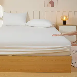 2026 New Arrival Polyester Fitted Sheet 3 Piece Set Elastic Deep Pocket Bed Mattress Protector with Non-Slip Full Encirclement Solid Color Single Bed Sheet Cover
