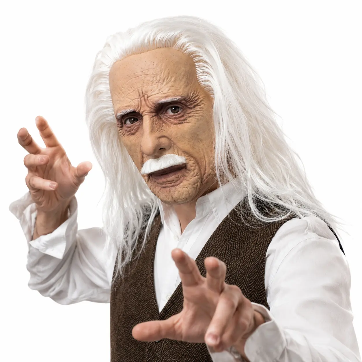 VIARECKL Full Head Mask with White Hair Latex Realistic Men Face Beard Halloween Costume Party Props Old Man Rubber Halloween Mask Cosplay Party Headgear