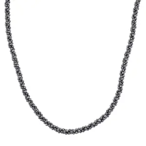 Terahertz 80.00 ctw Beaded 3 Row Twisted Necklace in Stainless Steel 18-20 Inches