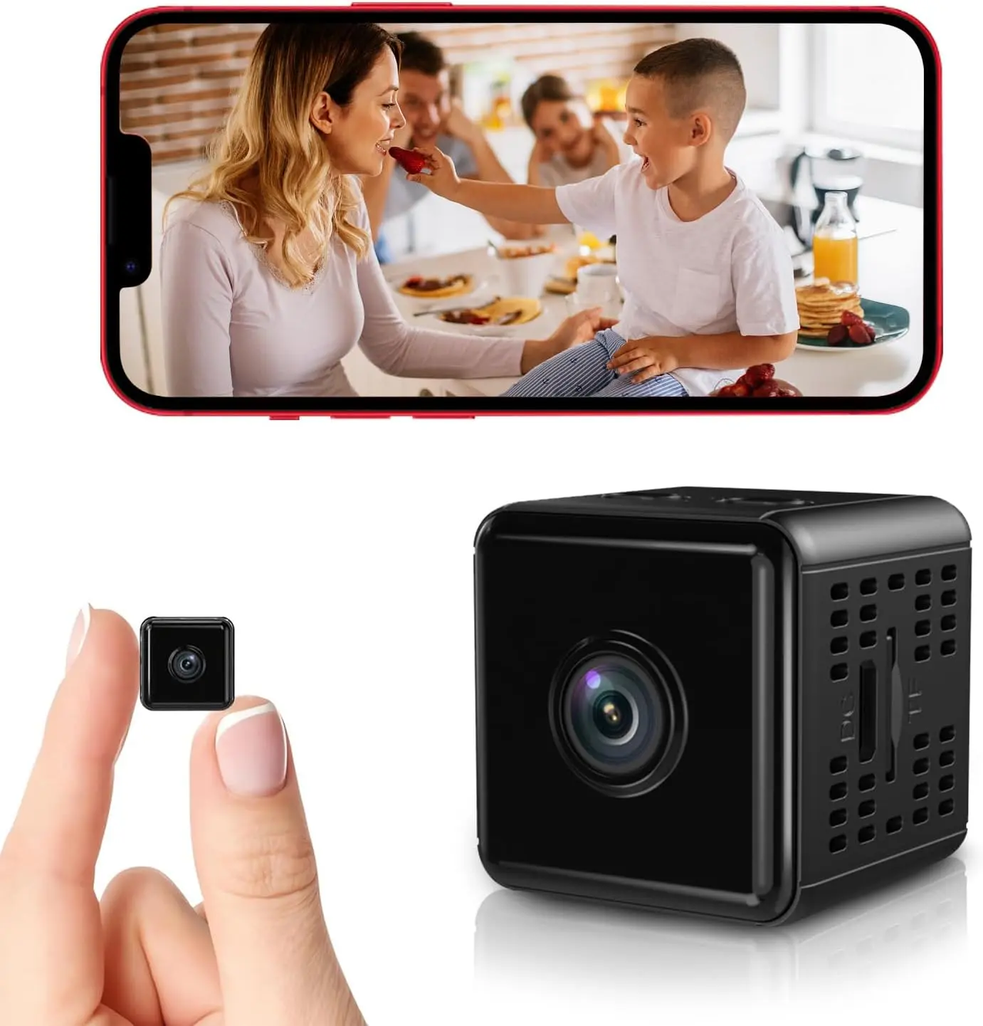 1080P Wi-Fi Hidden Spy Camera - Wireless Battery-Powered Home Security Device with Night Vision, Motion Sensor, App Control, Live Feed, Recording, Toddler Monitoring, Smart Home Gadgets