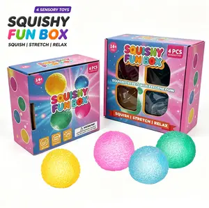 4-Piece Set Squishy Fun Box,Blind Box MaltSugarStress Relief Fidget Toys, Handmade CrystalMochi BallSquishies, Soft Stress Relief Fidgeting Toy,Anxiety FidgetsSensory Play Set for Relaxing & Gifting