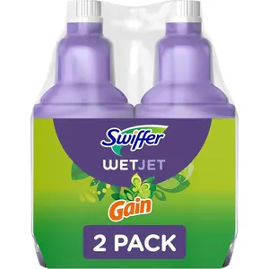 WetJet Multi-Purpose and Hardwood Liquid Floor Cleaner Solution Refill, with Gain Scent, 42.2 fl oz each, (Pack of 2)