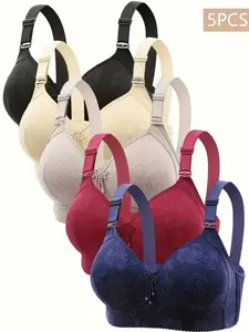Women's Thin Unlined Lace Bra Set with Adjustable Straps and Lace Trim, Comfortable Breathable No Underwire Elegant Fit Bras, Various Colors, Essential Everyday Lingerie
