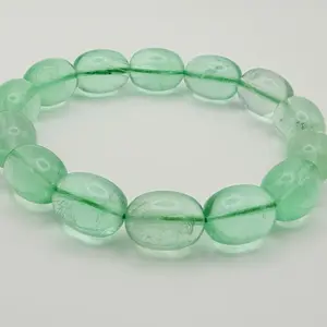 Natural Green Fluorite Bracelet - 14mm Large Beads - Statement Crystal Bracelet