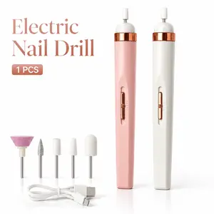 Rechargeable Electric Nail Drill Machine, Portable Nail File & Buffer Tool for Gel Polish Removal, DIY Manicure Pedicure Nail Care Kit
