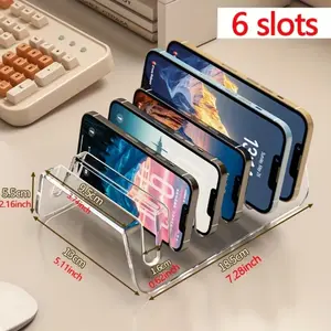 Large-capacity storage rack, charging stand for charging multiple mobile phones and tablets simultaneously, desktop compartmentalized storage box for electronic devices, stable base for organizing at home and in the office