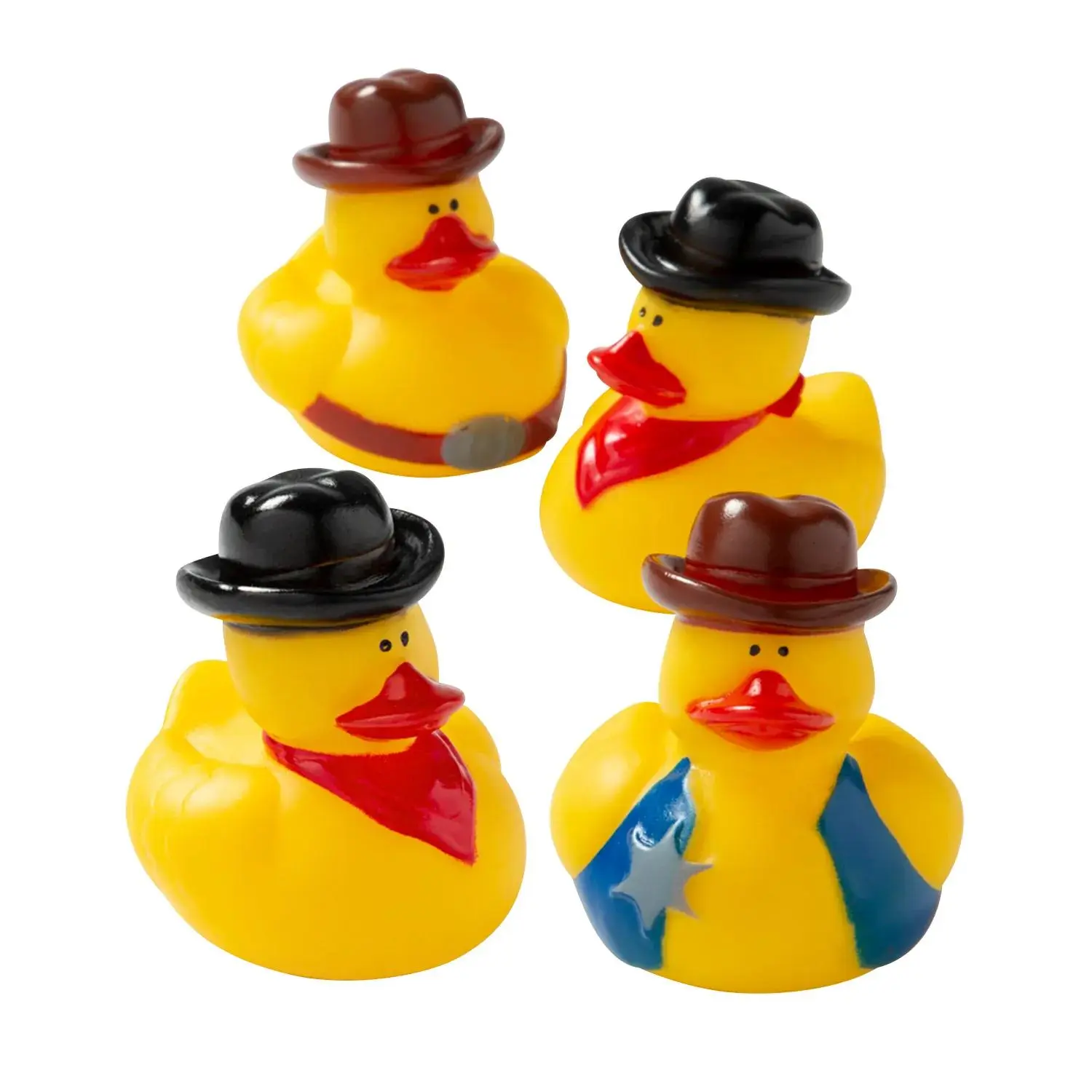 2" Classic Cowboy & Sheriff Yellow Rubber Ducks - 12 Pc.