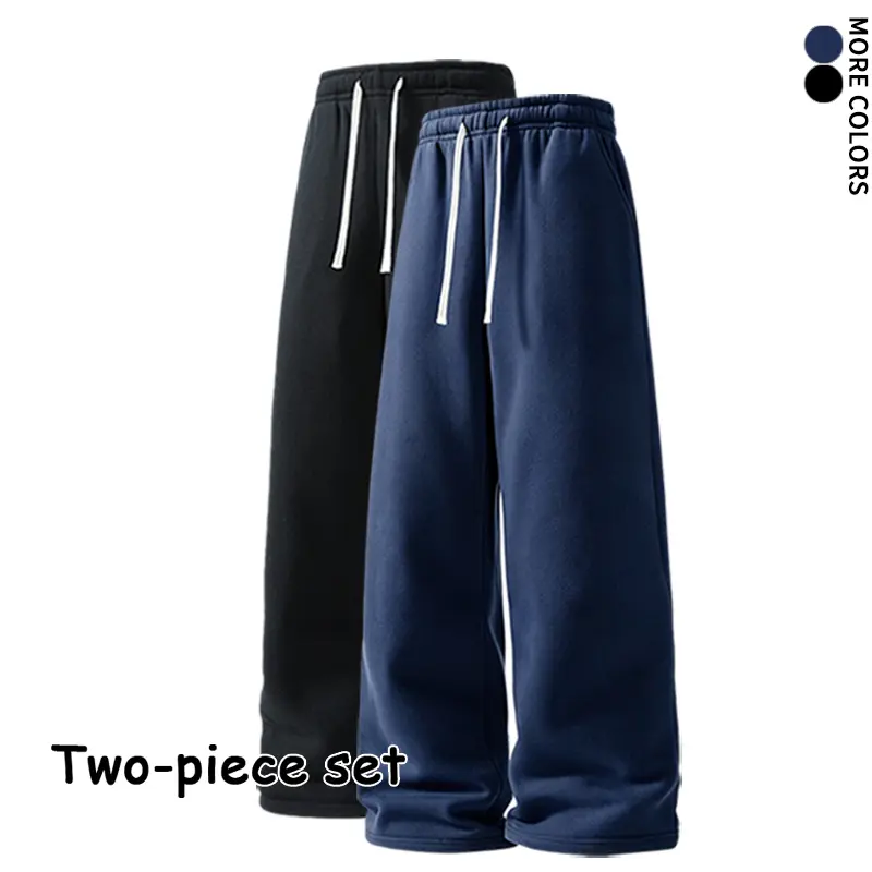 #SohoChic Menswear Plain Baggy Wide-Leg Sweatpants 2-Pack for Men, Drawstring Design, Streetwear Activewear Athletic Daily Lounge Pants