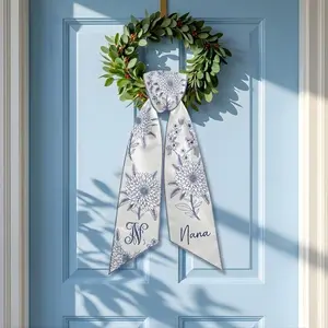 Personalized Nana Door Sash, Blue Floral Door Hanging, Custom Grandma Gift, Nana Gift, Elegant Botanical Door Decor, Custom Name Sign
