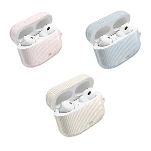 Personalized Striped Initial AirPods Case, Custom Pastel Pink Personalized Design , Aesthetic Pastel Protective | For AirPods 1 2 3 4 & Pro Gen 2