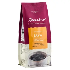 Teeccino Java Chicory Herbal Coffee - 75% Organic, Made with Organic Herbs, Medium Roast, Coffee Free, Café-Paris Free, All Purpose Grind
