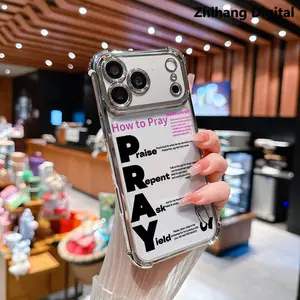 Prayer Guide Bible Psalm Premium Electroplated Four-corner Anti-fall Mobile Phone Case for iPhone 17 Pro Max 17Air 16 Plus 15 14 13 12 11 Mobile Phone Protective Cover Anti-fall Protection Shell Printed Pattern Soft Protective Case