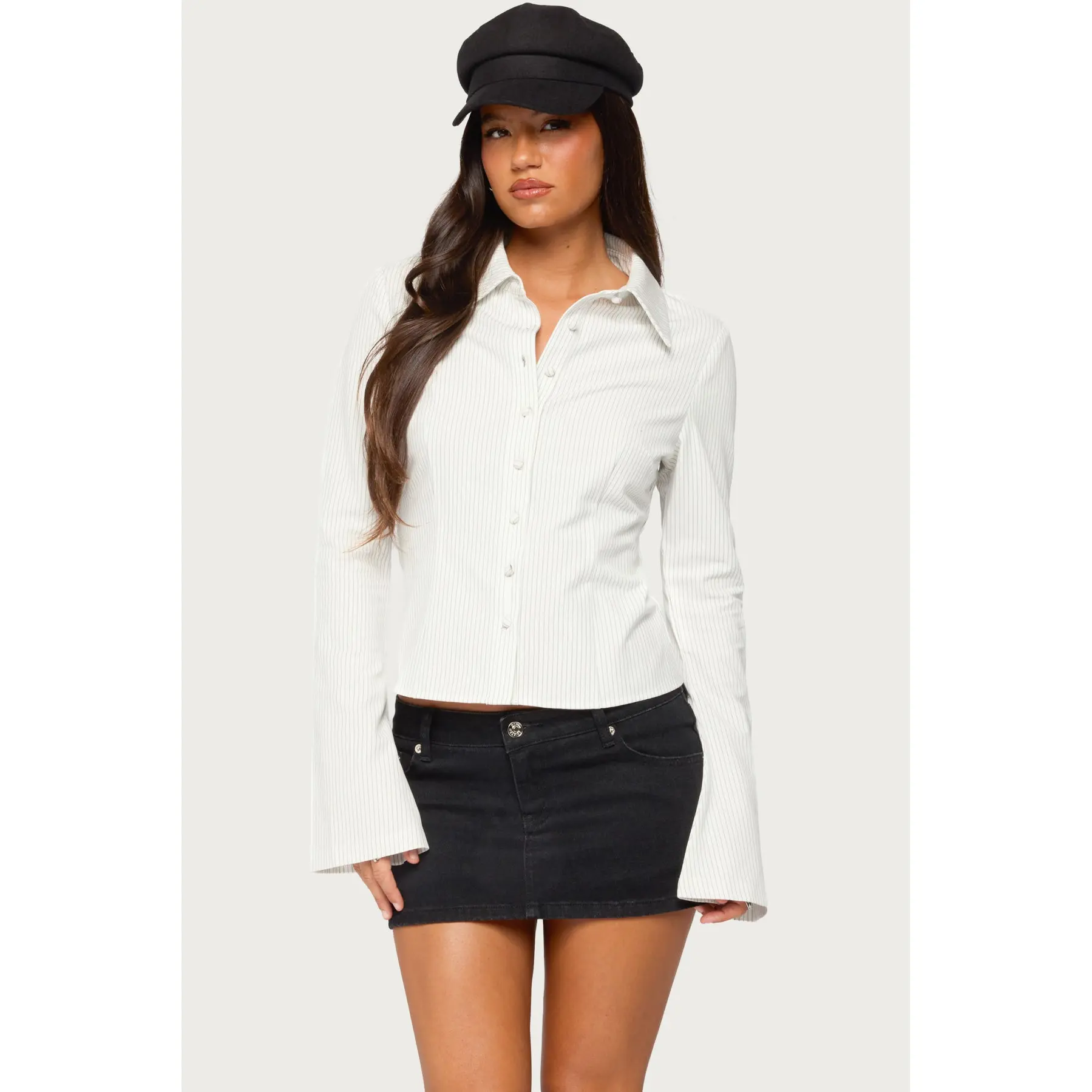 Pinstripe Tailored Button Up Shirt