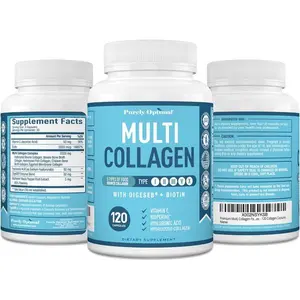 Premium Multi Collagen Peptides Capsules Types I II III V X with Vitamin C, Biotin & Hyaluronic Acid for Skin Hair Nails & Joint Support, 120 Count