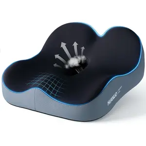 HUANUO High-Density Memory Foam Chair Cushion, Designed for Tailbone Pressure Relief, Breathable Coccyx Support Pillow with Anti-Slip Base, Great for Office Seating, Driving, and Wheelchairs