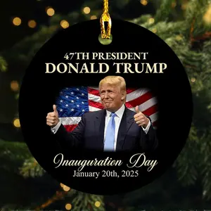 Donald Trump 47 Ceramic Ornament, 47th US President Inauguration Decor, Trump Lover Gift - Circle, Star, Heart, Oval Shapes
