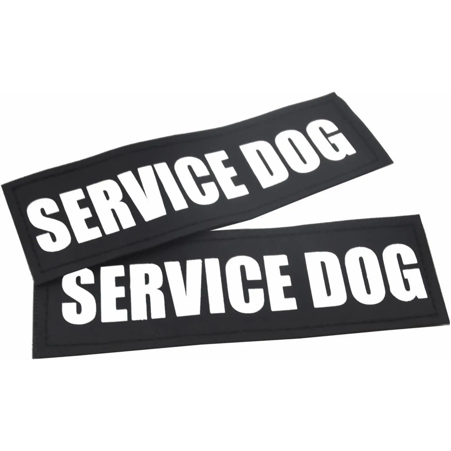2-Pack Non-Customized Reflective Service Dog Patches with Hook Back - Hand Wash Only, Compatible with Dog Collars & Harnesses, Vests - Ideal for Night or In the Dark Use, 3 Sizes, Two Piece Sets, 2 Patches