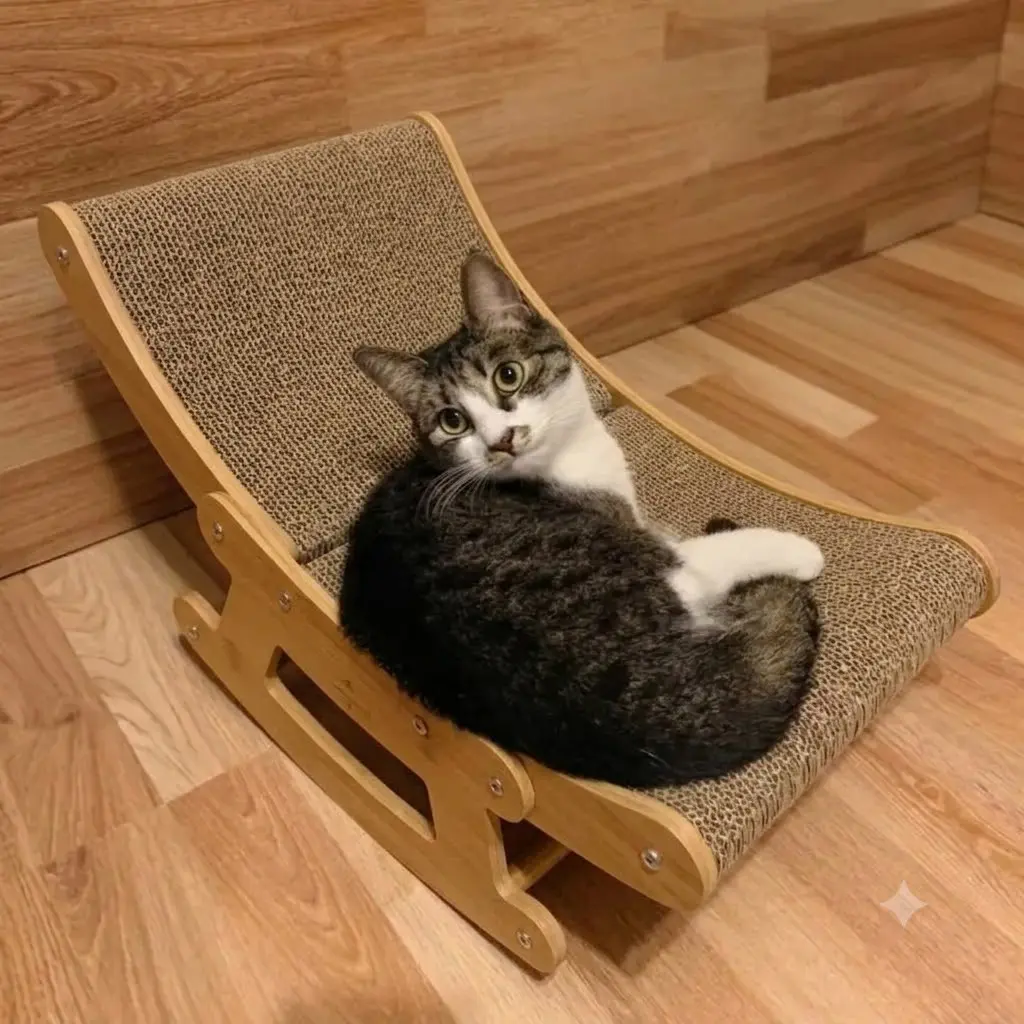 Multi-Functional Pet Bed, Scratch & Rest, Indoor Outdoor Use, Wooden Frame 50cm*23cm/60cm*25cm, Cat House, Toy, Scratching Post, Cozy Kitten Condo