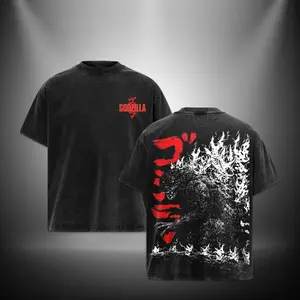Godzilla Retro Vintage Menswear Gift movie fans Top Apparel Classic  Seamless Simple Straight Man Clothes Cotton designer shirts Movie Shirt, graphic tees, men gifts, ,Graphic Streetwear T-shirt