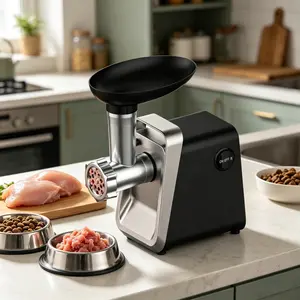 Electric meat grinder, 2800W maximum sausage filler, stainless steel meat grinder with 2 blades, sausage tube, and Kubbe kit, suitable for home kitchen use