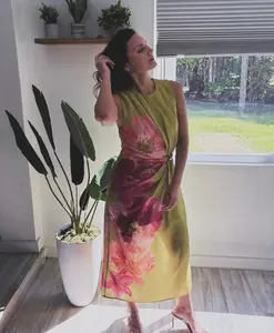 Chartreuse Floral Dress