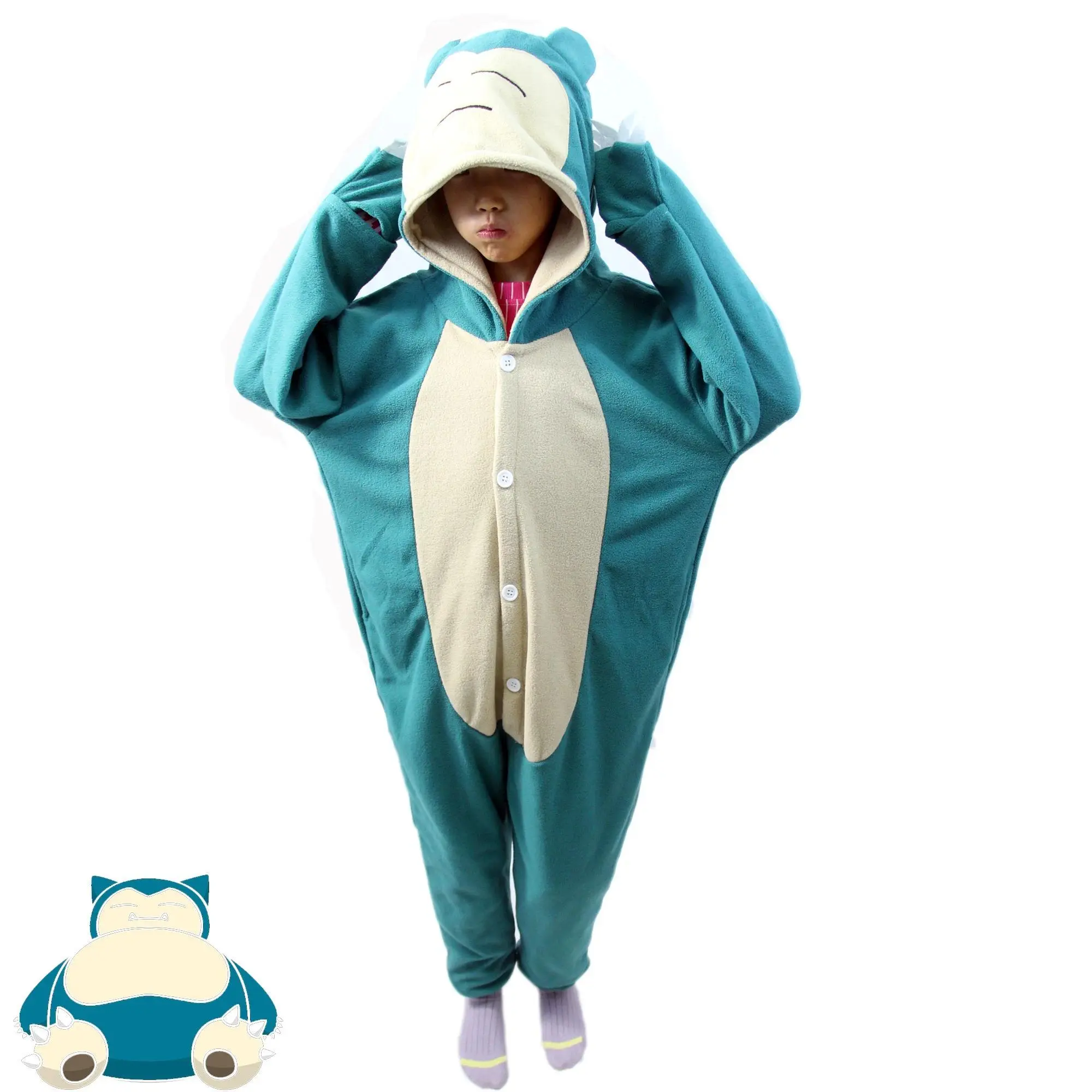 Anime Snorlax Onesie Cosplay Costume For Halloween Kigurumi Fleece Full Body Pijama Christmas Anime One-Piece Easter Pajamas