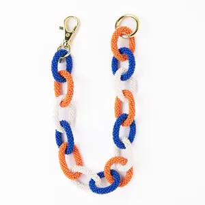 Game Day Beaded Bag Chain Blue + Orange