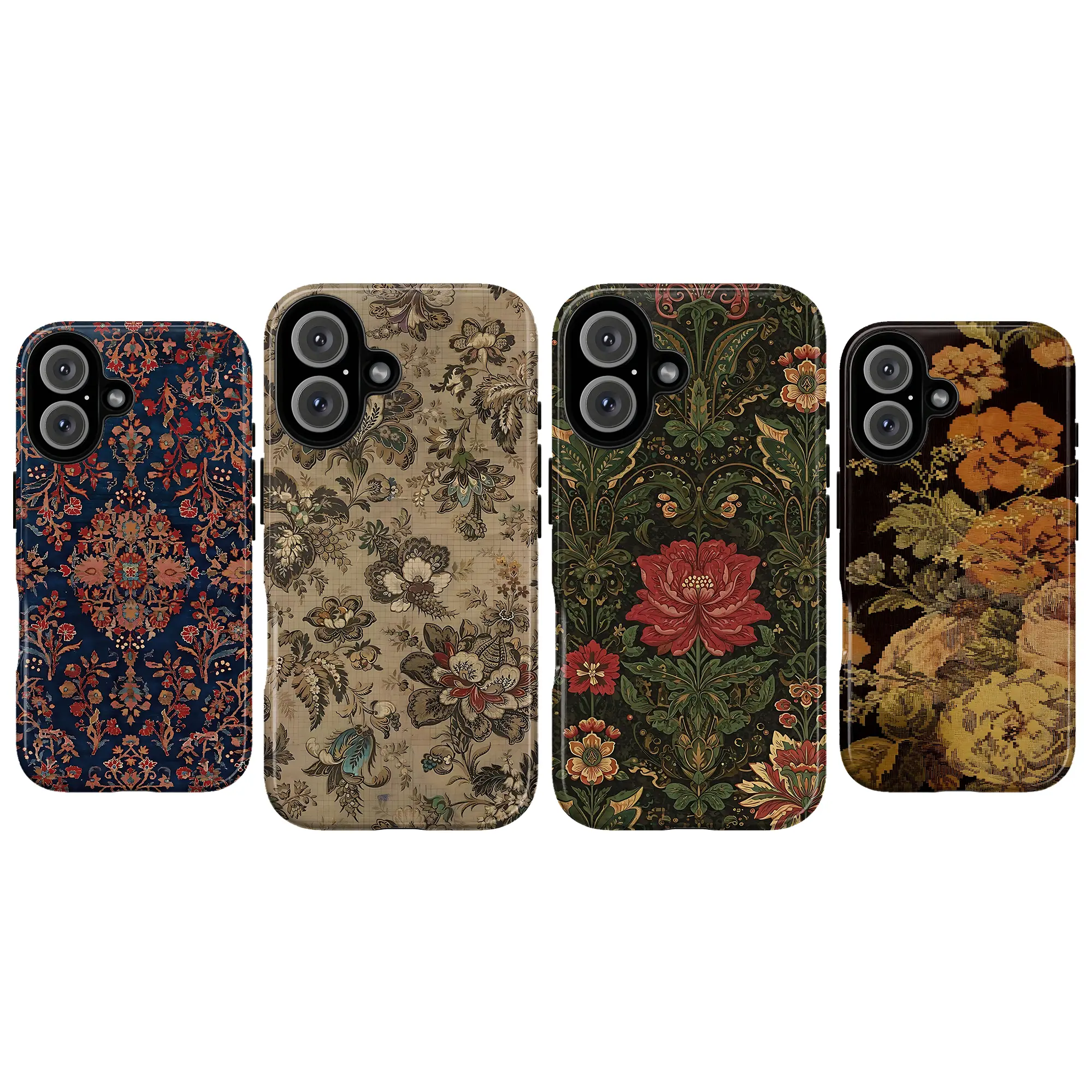 Dark Academia Aesthetic Phone Case, Vintage Floral Tapestry Art Phone Case – Fits iPhone X - 17 Pro Max, Samsung Galaxy S22 - S25, Grandmacore Aesthetic - Moody Antique Floral Tapestry Tough Case,Vintage Persian Rug Gift for Girl/her/women