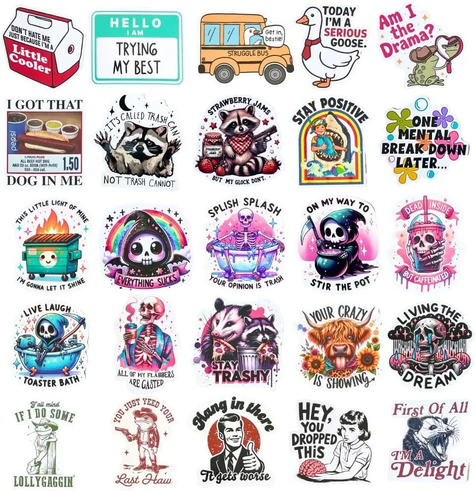 25PC Funny Magnets Bulk Fun Cool Cute Refrigerator Fridge Magnet Sayings Set for Adults Work Office Locker Car Women Men Boys Girls Meme Retro Vintage Sassy Nerdy Hilarious Weird for Teacher Nurse